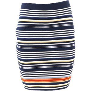 NWT LANDS' END FINE GAUGE OTTMAN STRIPED SKIRT SEEP SEA PXXS